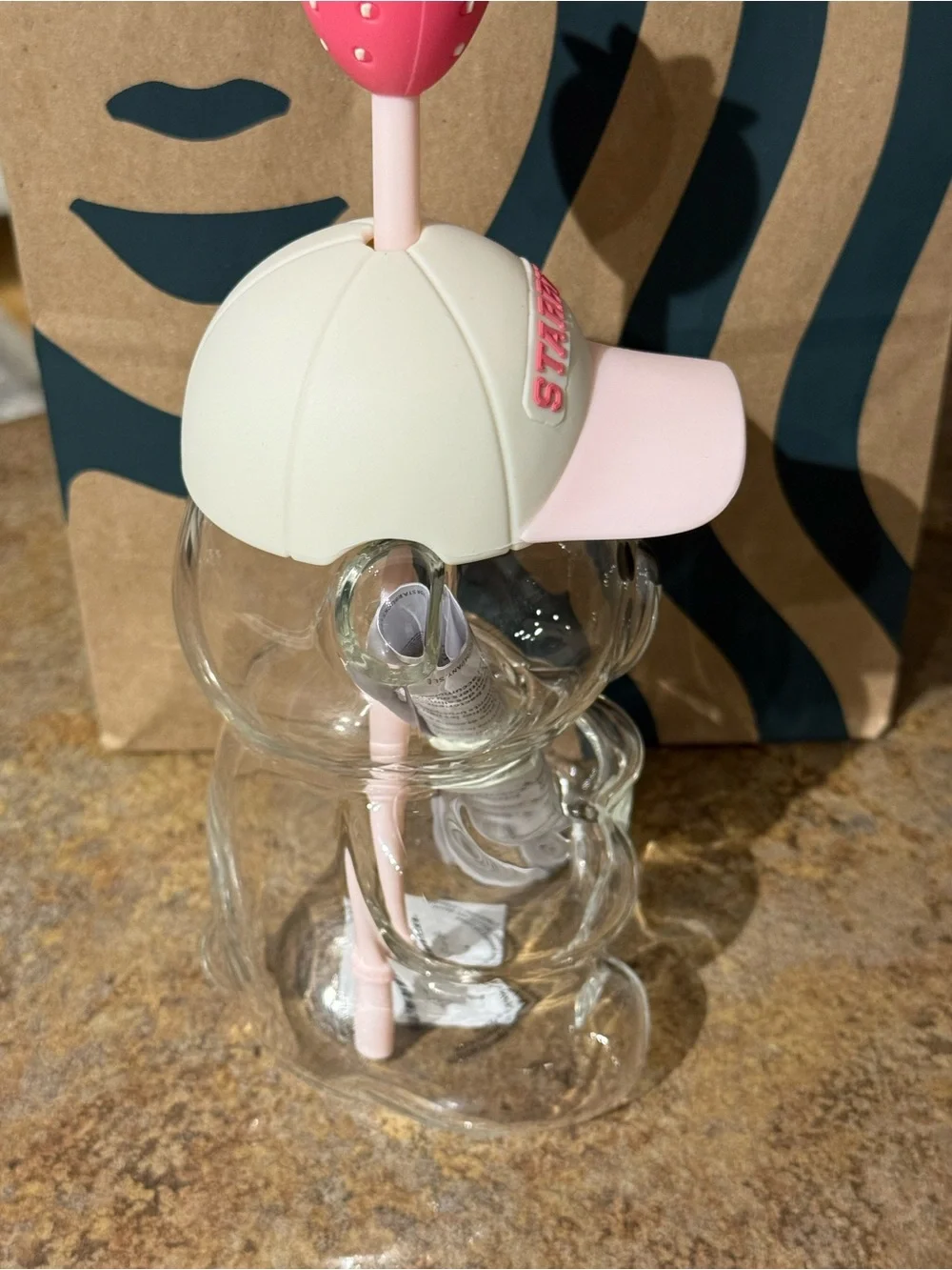 🩷New Starbucks Pink Bearista Glass Cup (Exclusive)